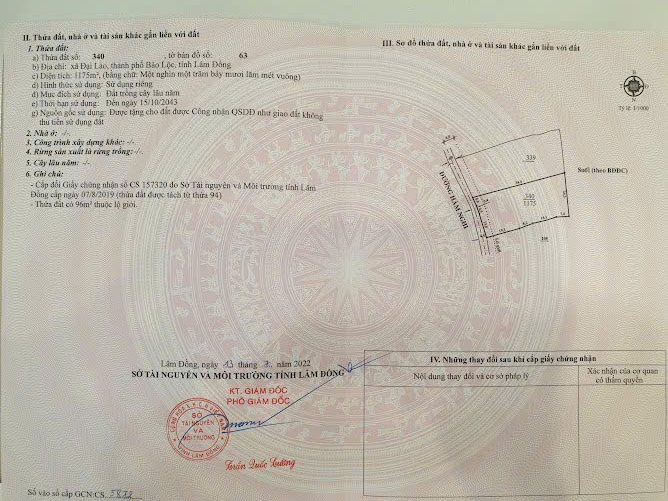 Bán 2573 m2 mặt tiền đường Hàm Nghi Đại Lào Bảo Lộc Lâm Đồng