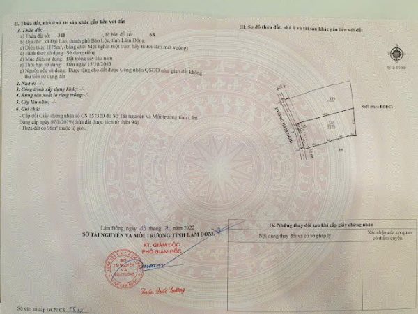 Bán 2573 m2 mặt tiền đường Hàm Nghi Đại Lào Bảo Lộc Lâm Đồng