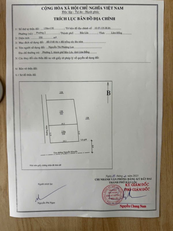 Bán Lô góc 2 mặt tiền Nguyễn khuyến Phường 2 Bảo Lộc Lâm Đồng